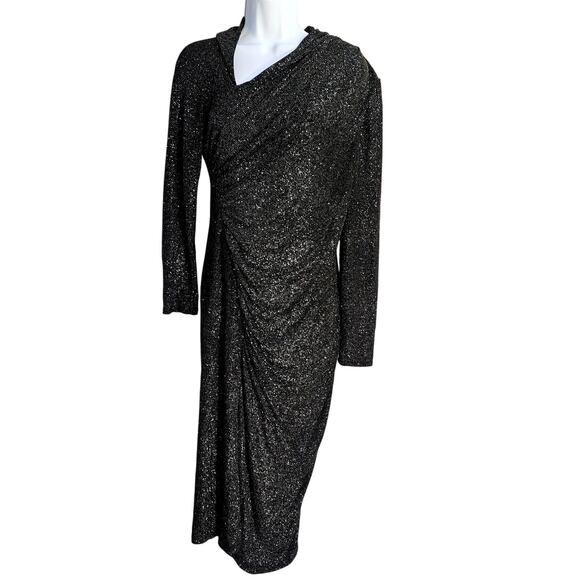 Premier Amour Glittery Ruched Midi Dress Size 12 Glam Witchy Goth Whimsigoth - Picture 1 of 9